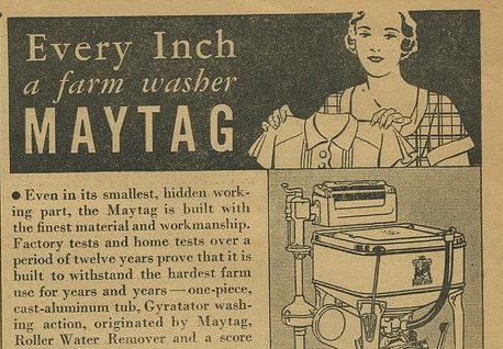 Pubblicità su un giornale del 1933 della lavatrice Maytag
